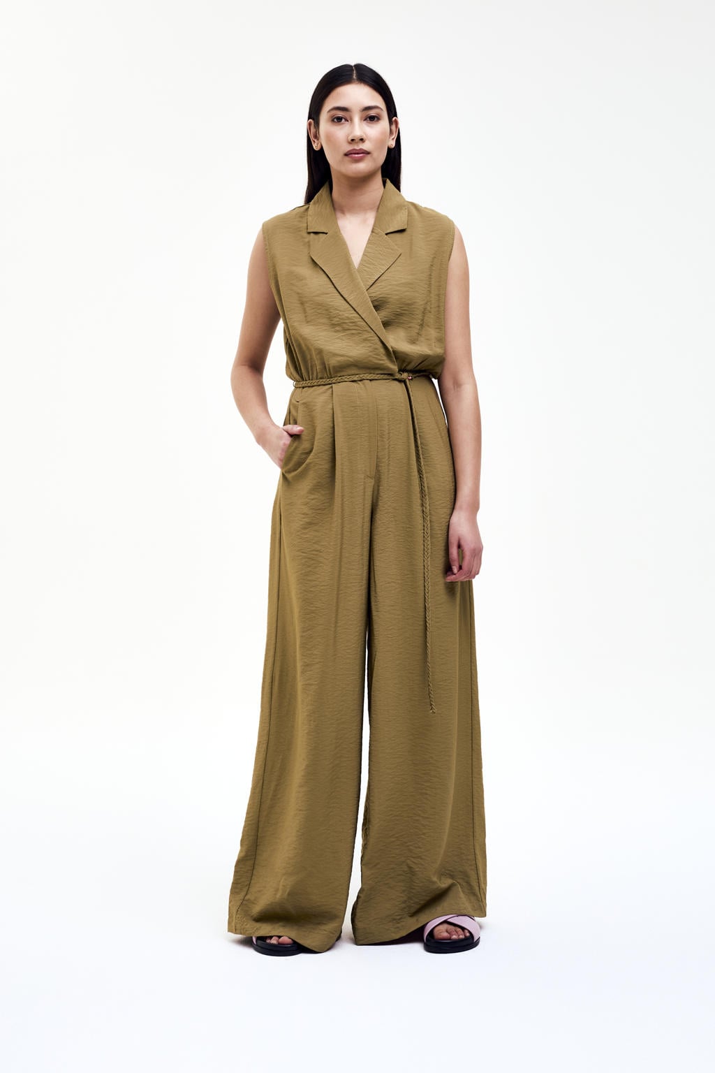 CKS regular jumpsuit olijfgroen