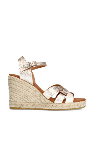   leren espadrilles goud