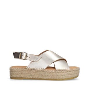 leren espadrilles goud
