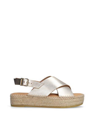 leren espadrilles goud