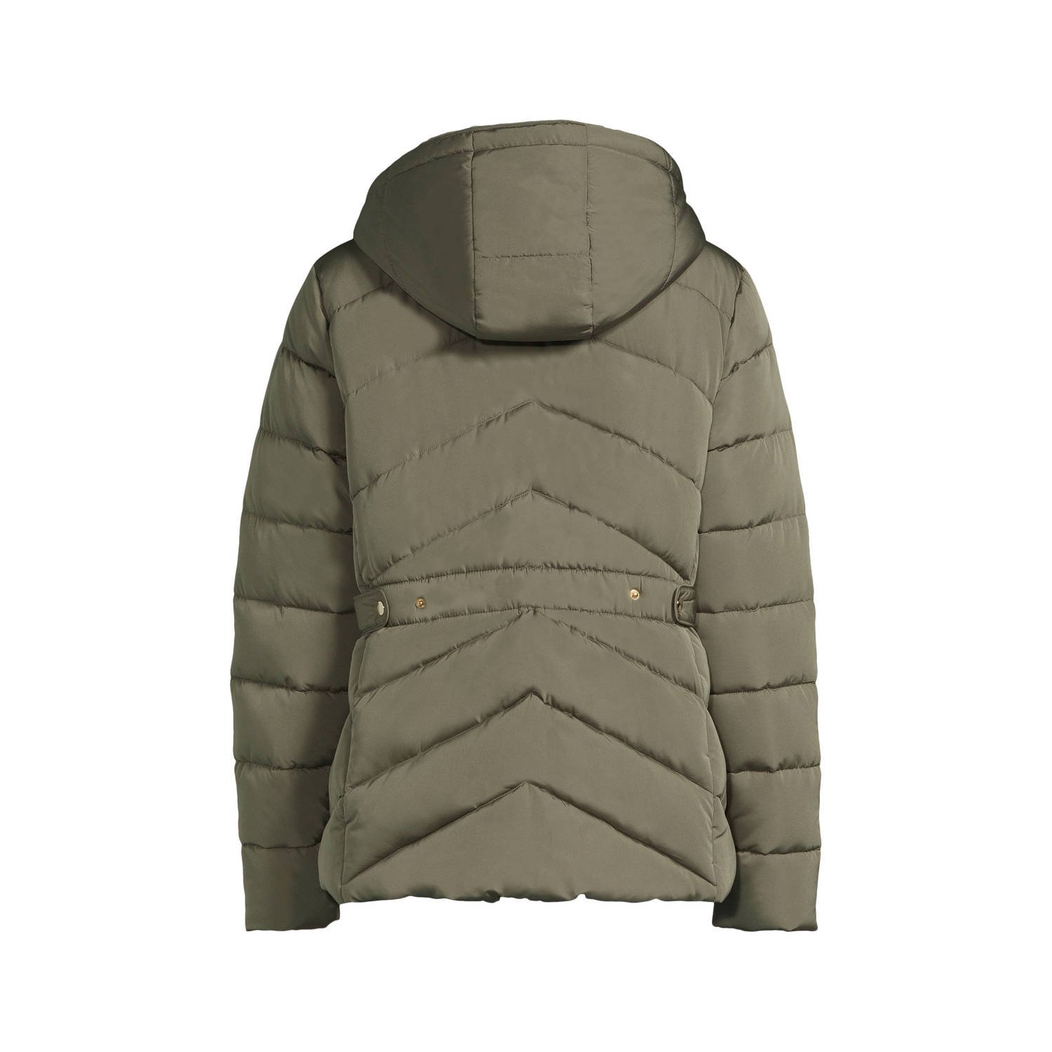 anytime gewatteerde jas met capuchon khaki