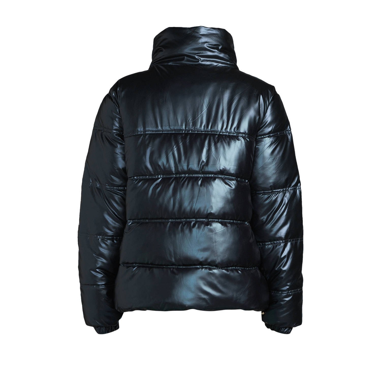 anytime metallic gewatteerde jas donkerblauw