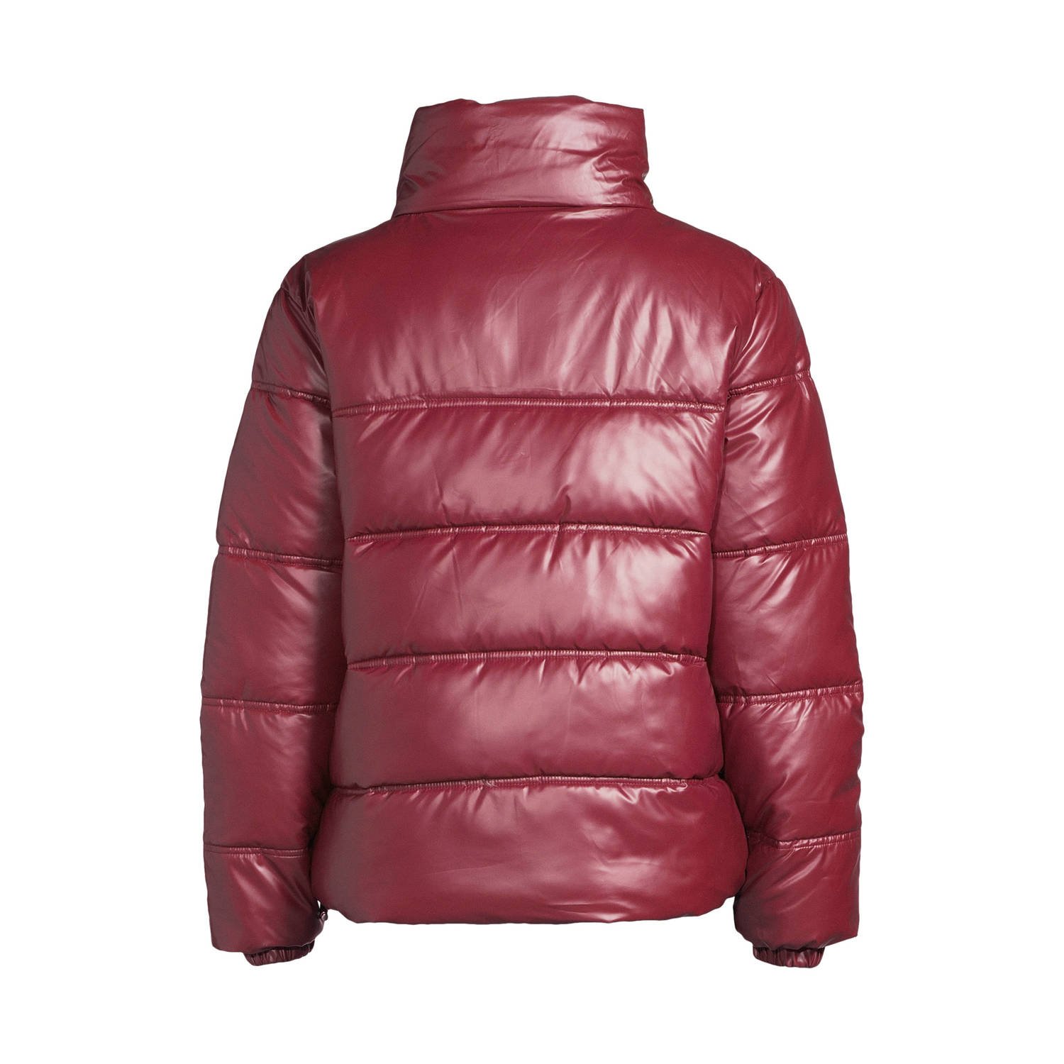 anytime metallic gewatteerde jas donkerrood