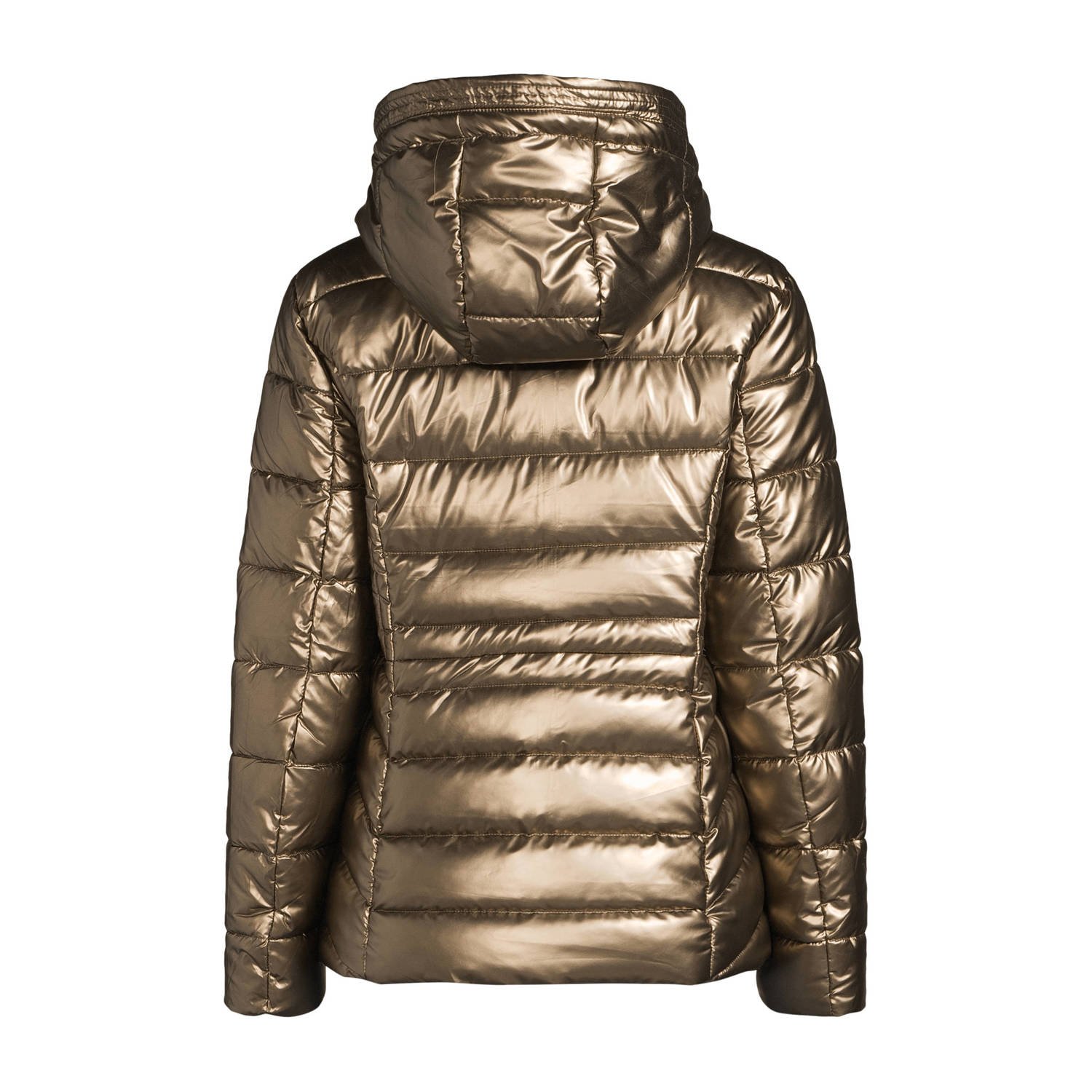 anytime metallic gewatteerde jas brons