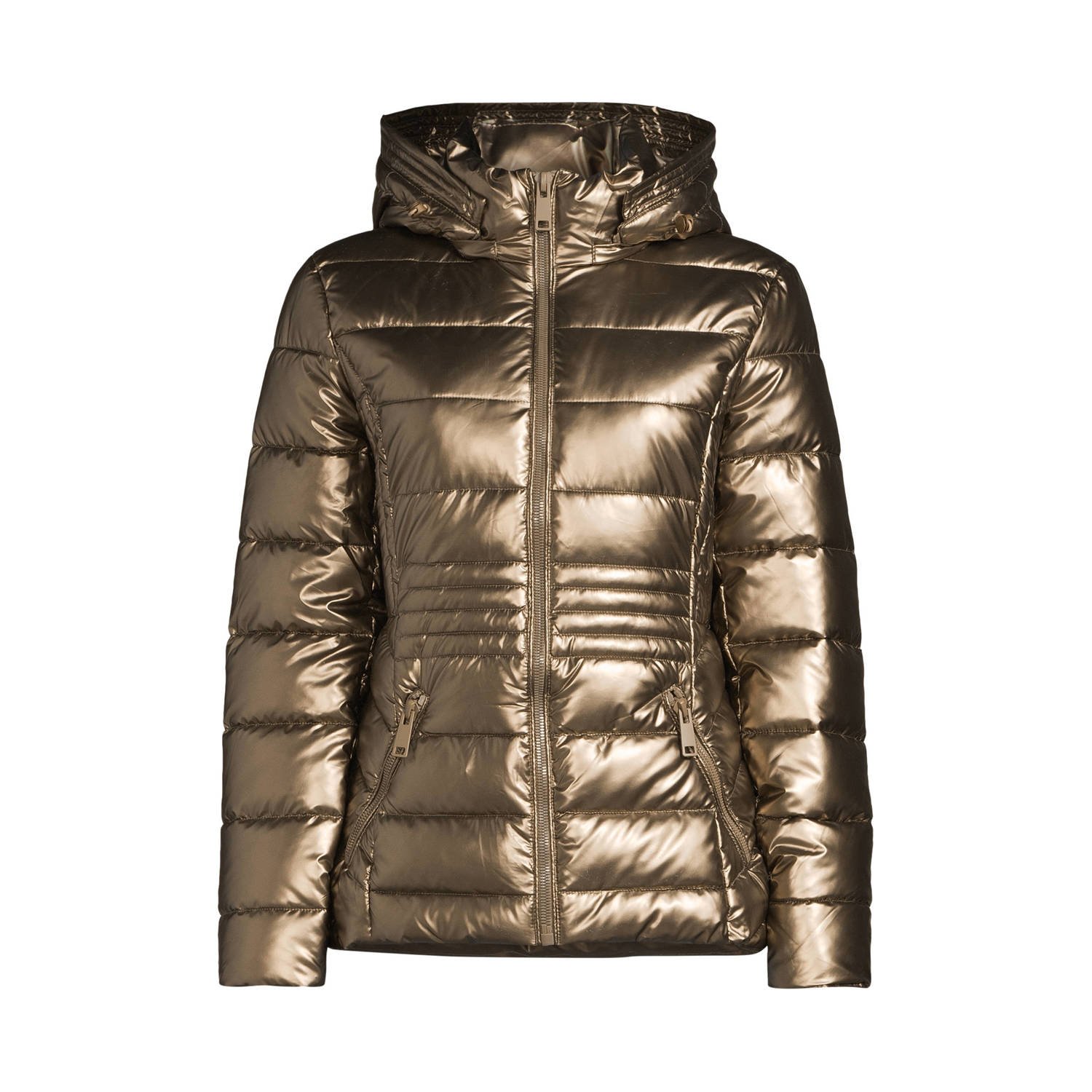 Anytime metallic gewatteerde jas brons