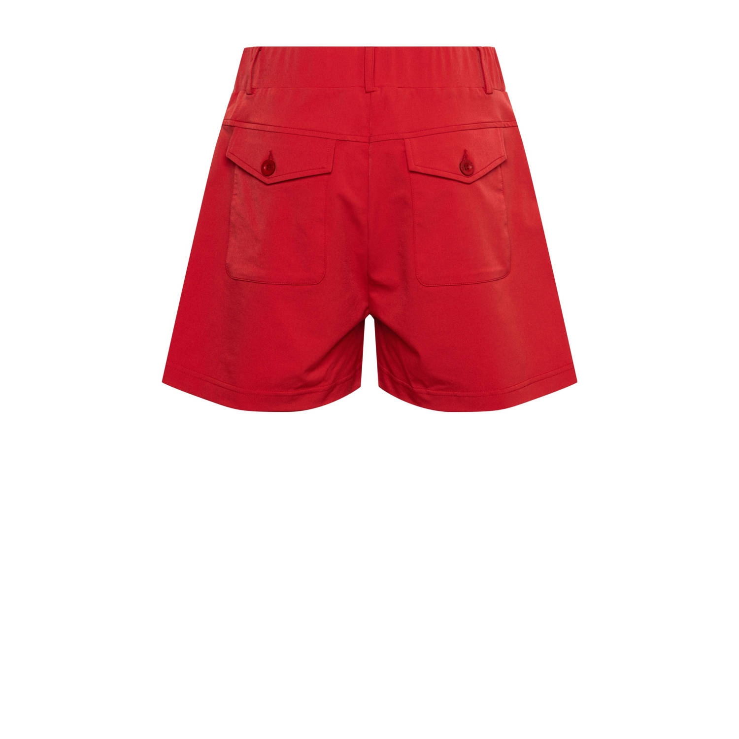 &Co Woman travelstof straight regular waist casual short rood
