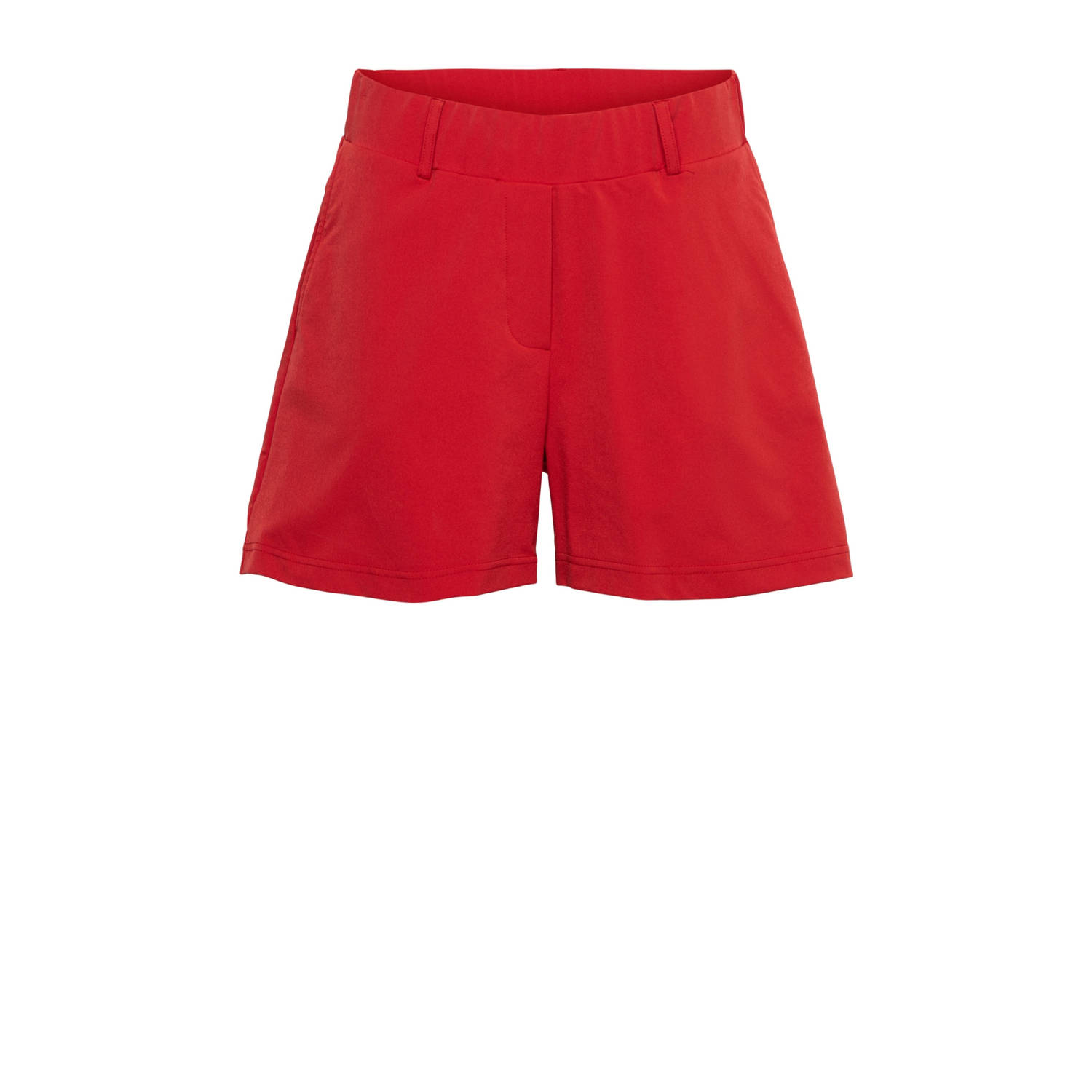 &Co Woman travelstof straight regular waist casual short rood