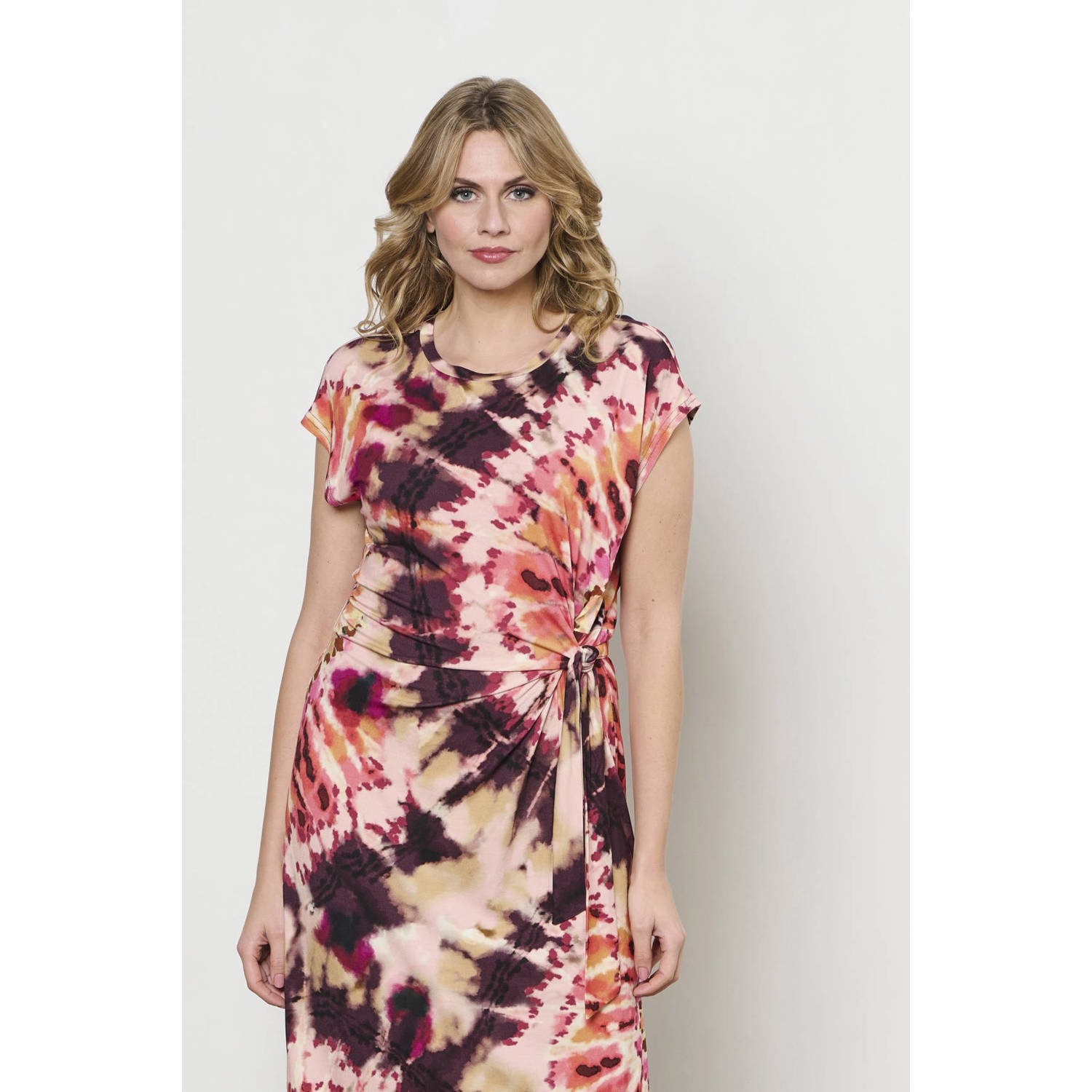 &Co Woman wikkel- overslagjurk fijn gebreid roze