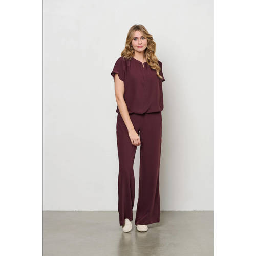 &Co Woman straight regular waist casual broek donkerpaars afbeelding