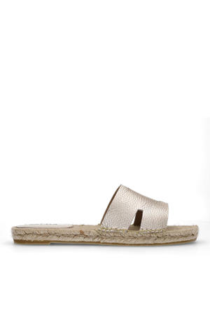   leren slippers goud