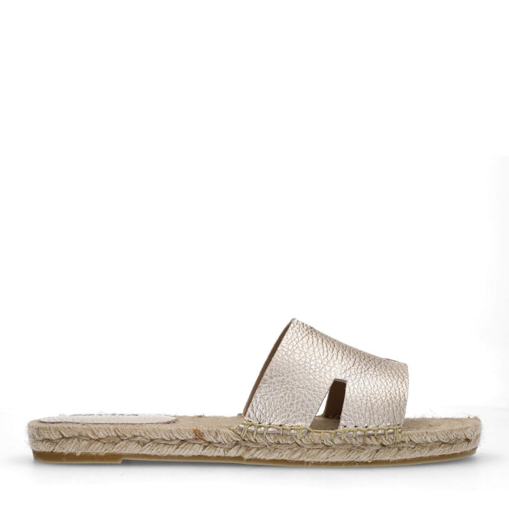 Gouden dames Sacha leren slippers