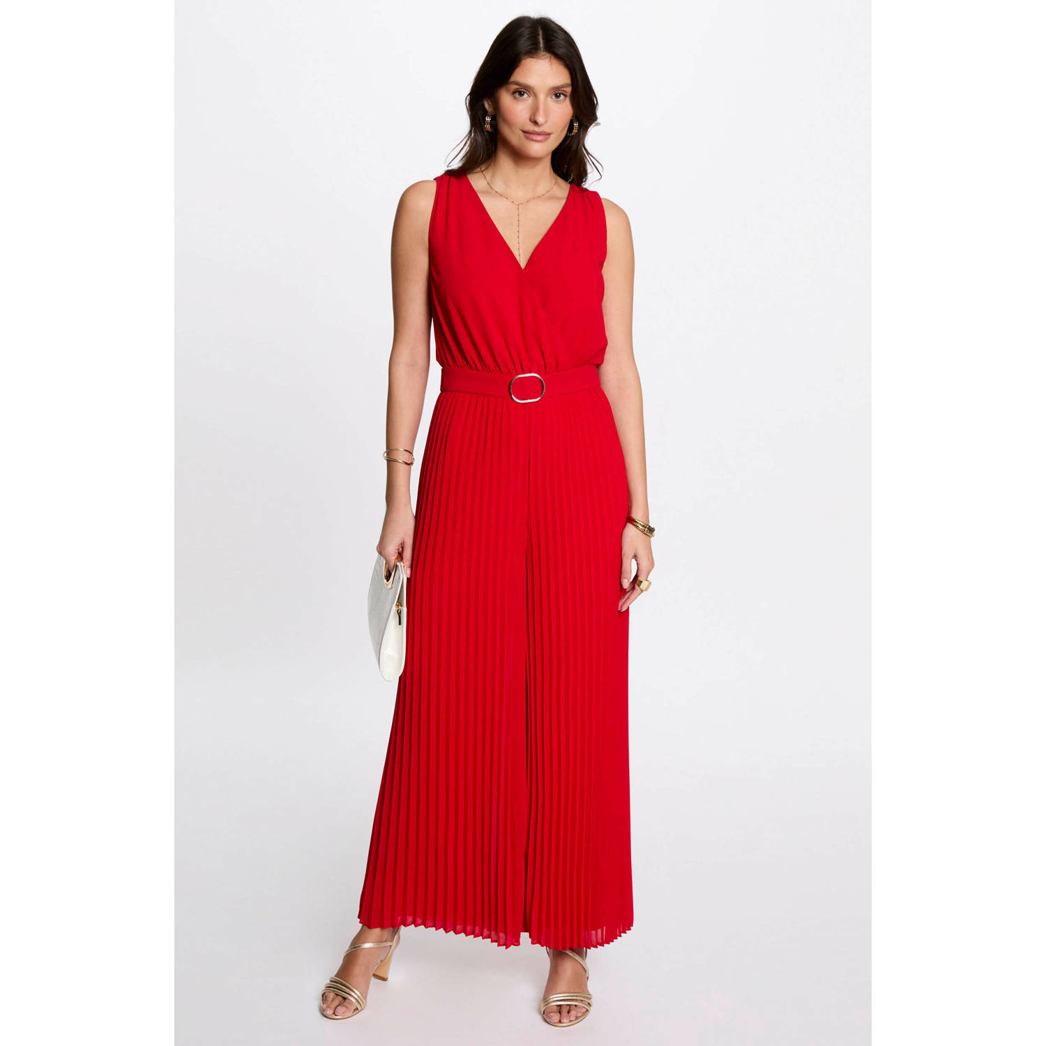 Morgan rood wide leg jumpsuit
