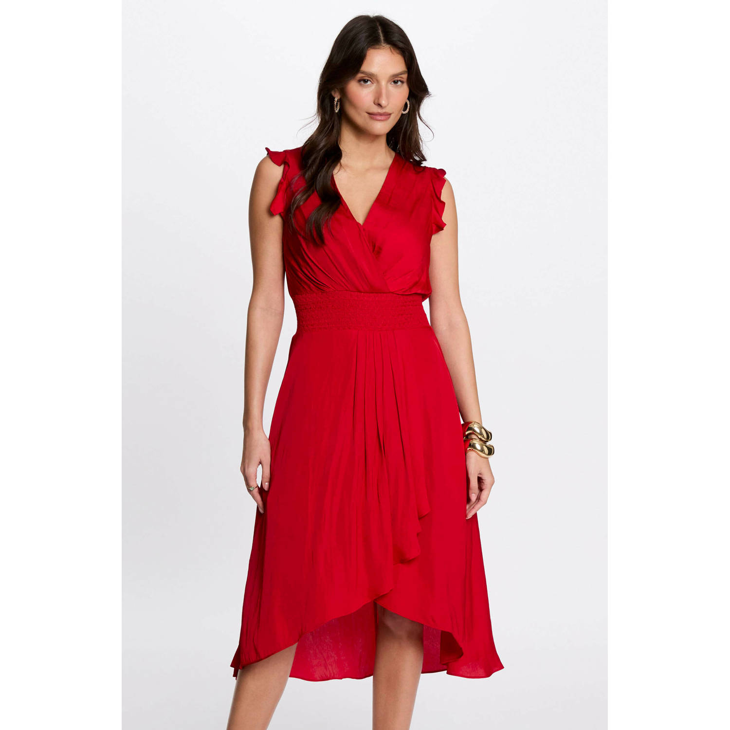 Morgan midi jurk rood