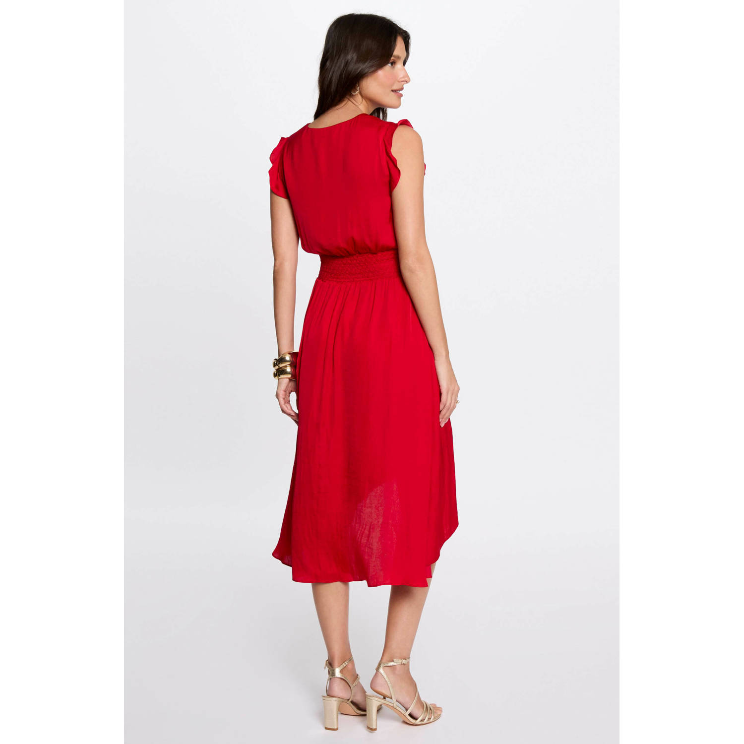 Morgan midi jurk rood