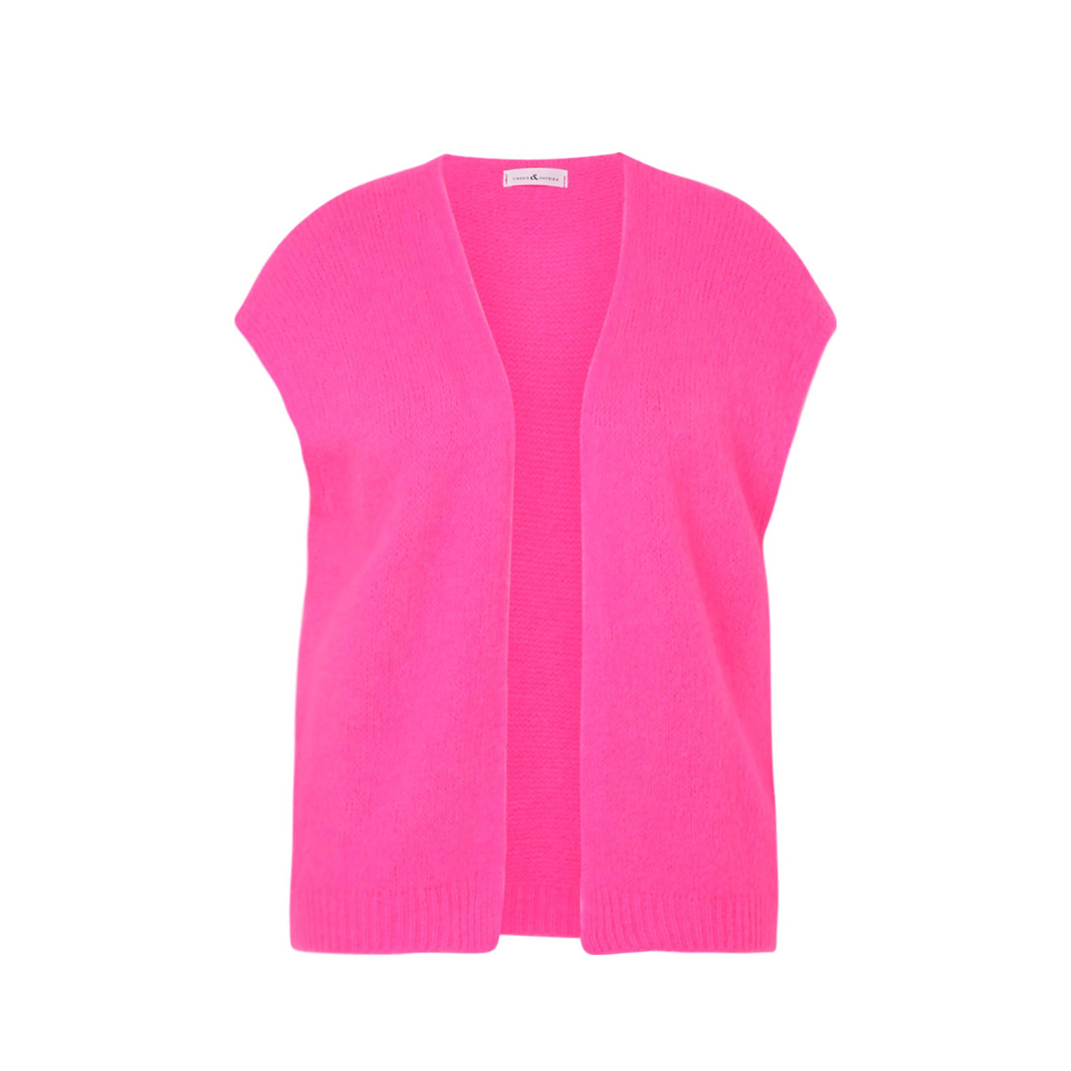 Paprika vest roze fijn gebreid