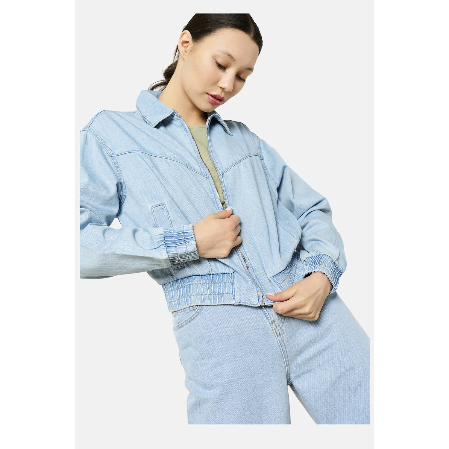 LOLALIZA bomberjack light blue denim