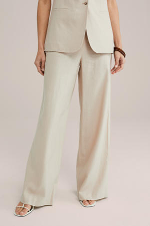 wide leg high waist pantalon beige