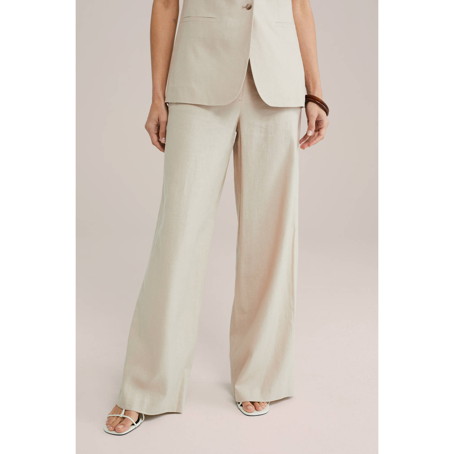 WE Fashion wide leg high waist pantalon beige