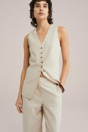 thumbnail: WE Fashion wide leg high waist pantalon beige