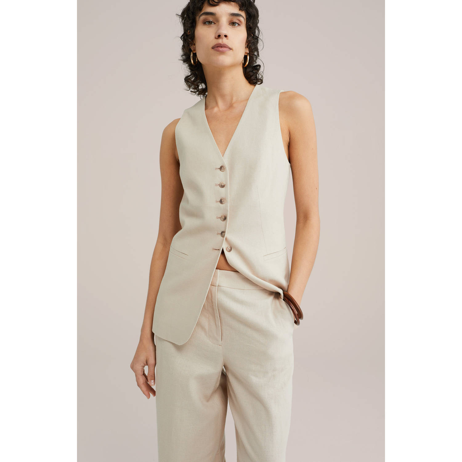WE Fashion wide leg high waist pantalon beige