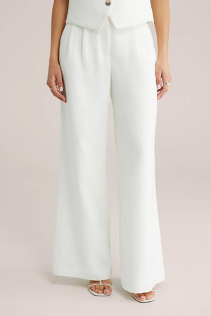 wide leg high waist pantalon wit