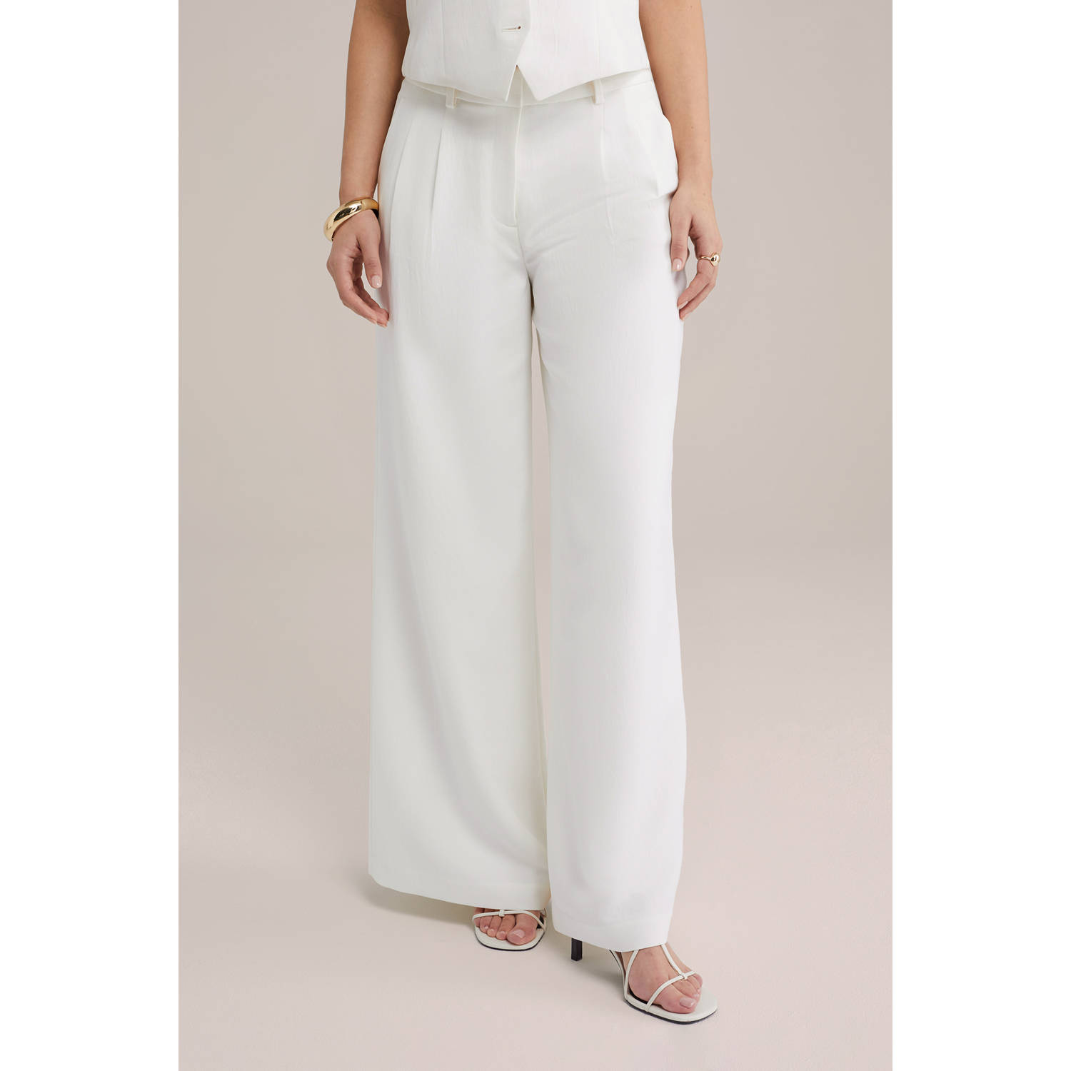 WE Fashion wide leg high waist pantalon wit