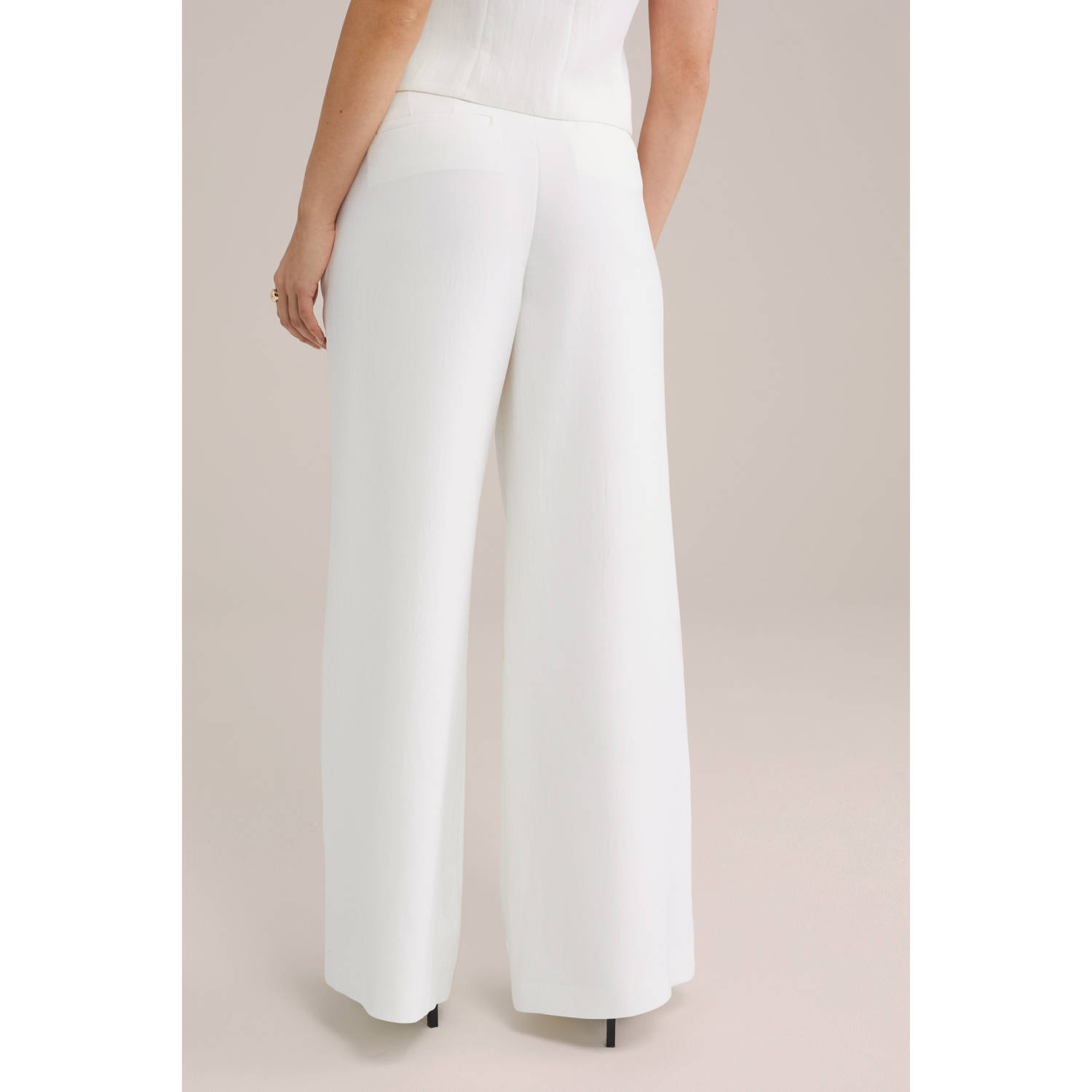 WE Fashion wide leg high waist pantalon wit