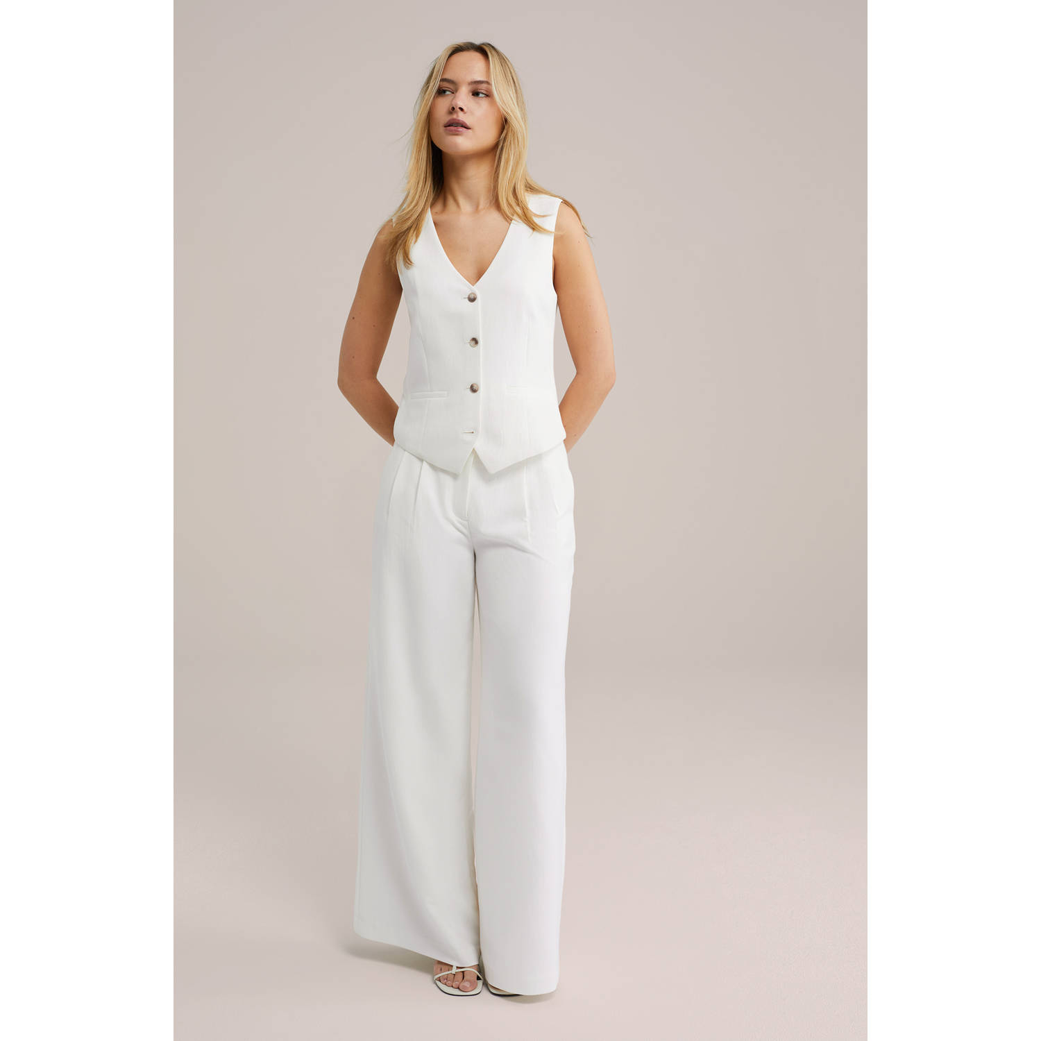 WE Fashion wide leg high waist pantalon wit
