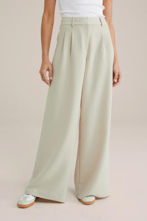 wide leg high waist pantalon beige