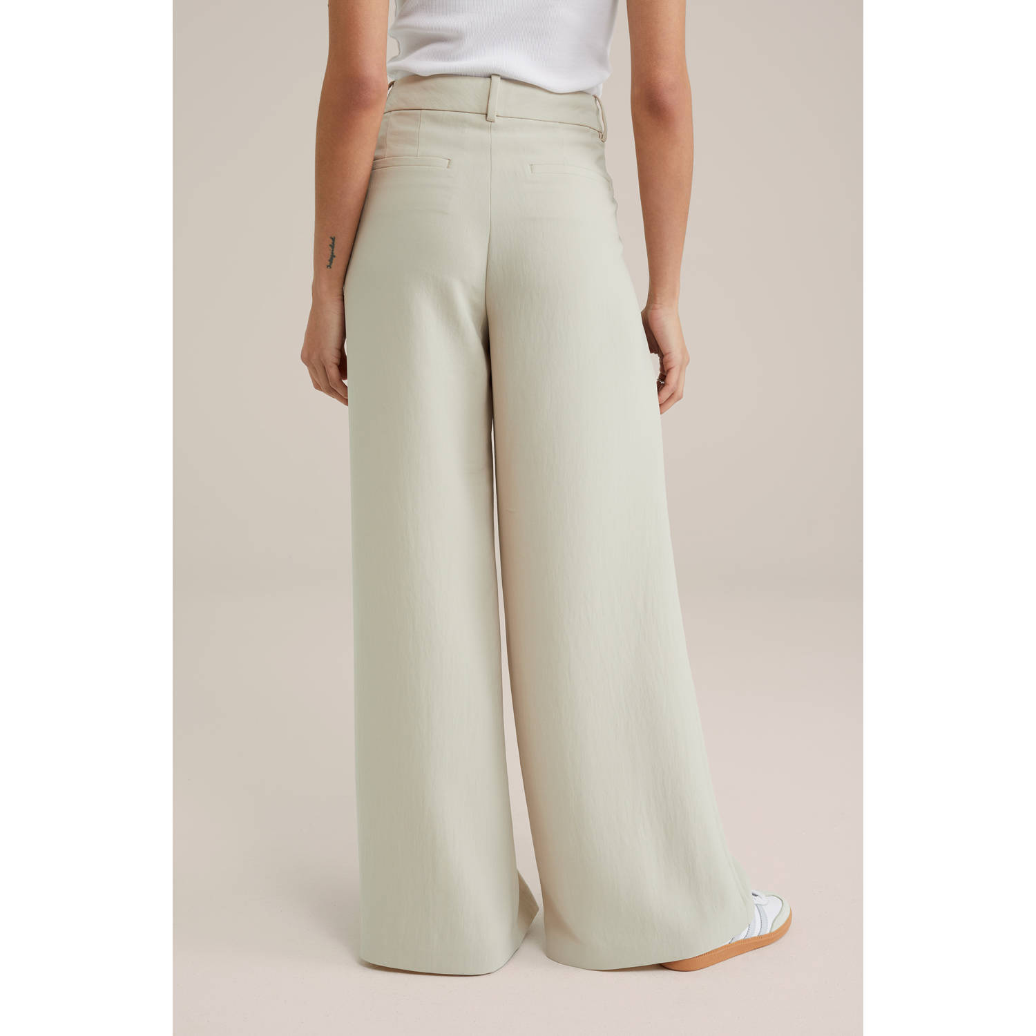 WE Fashion wide leg high waist pantalon beige