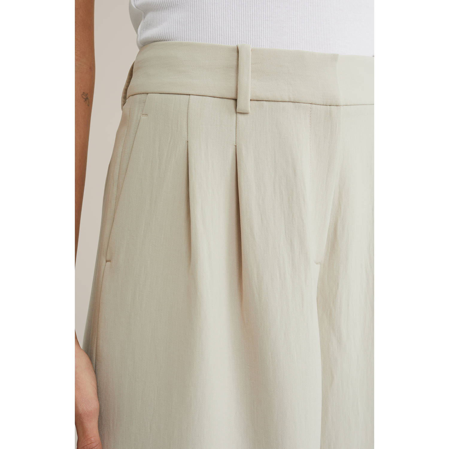 WE Fashion wide leg high waist pantalon beige