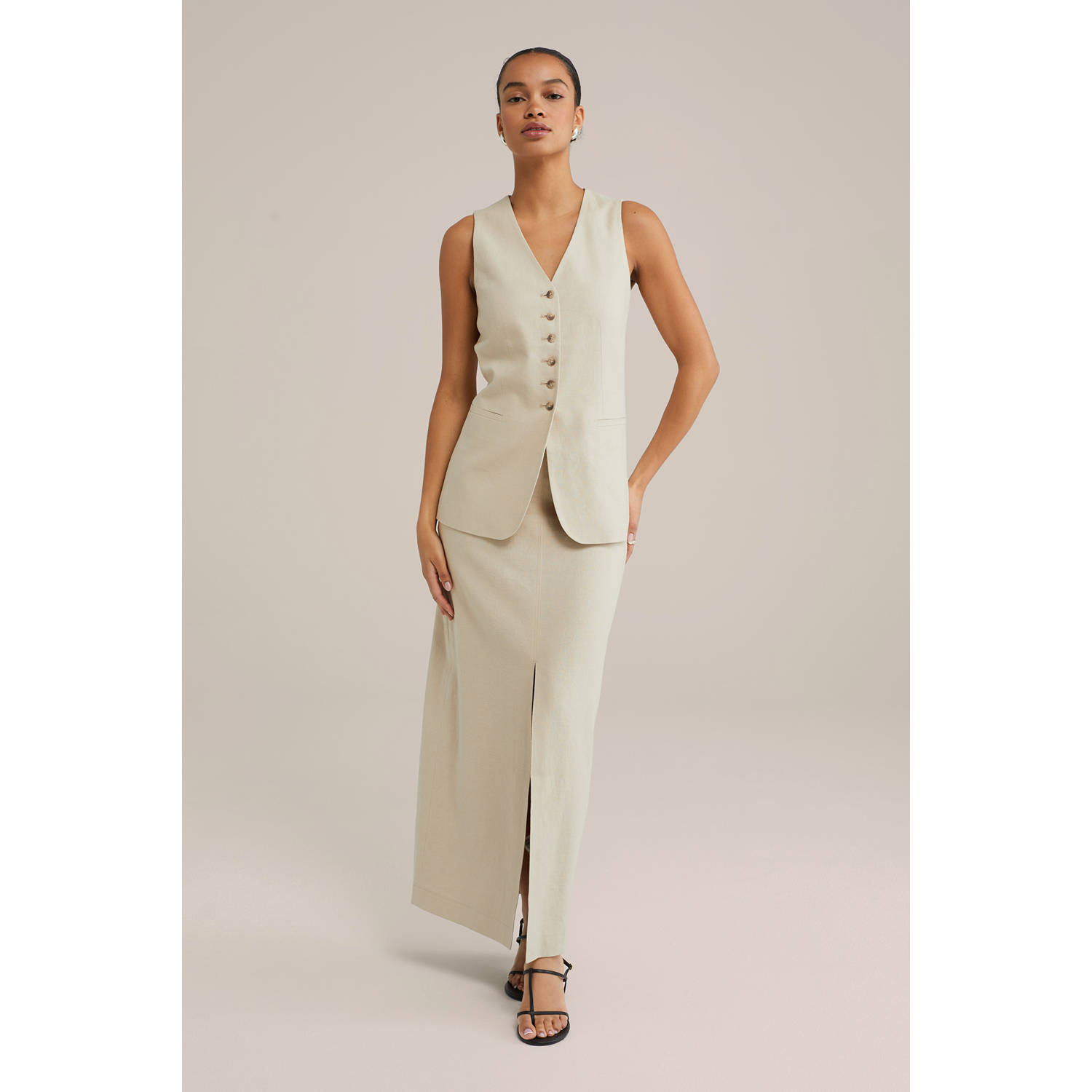WE Fashion maxi rok beige