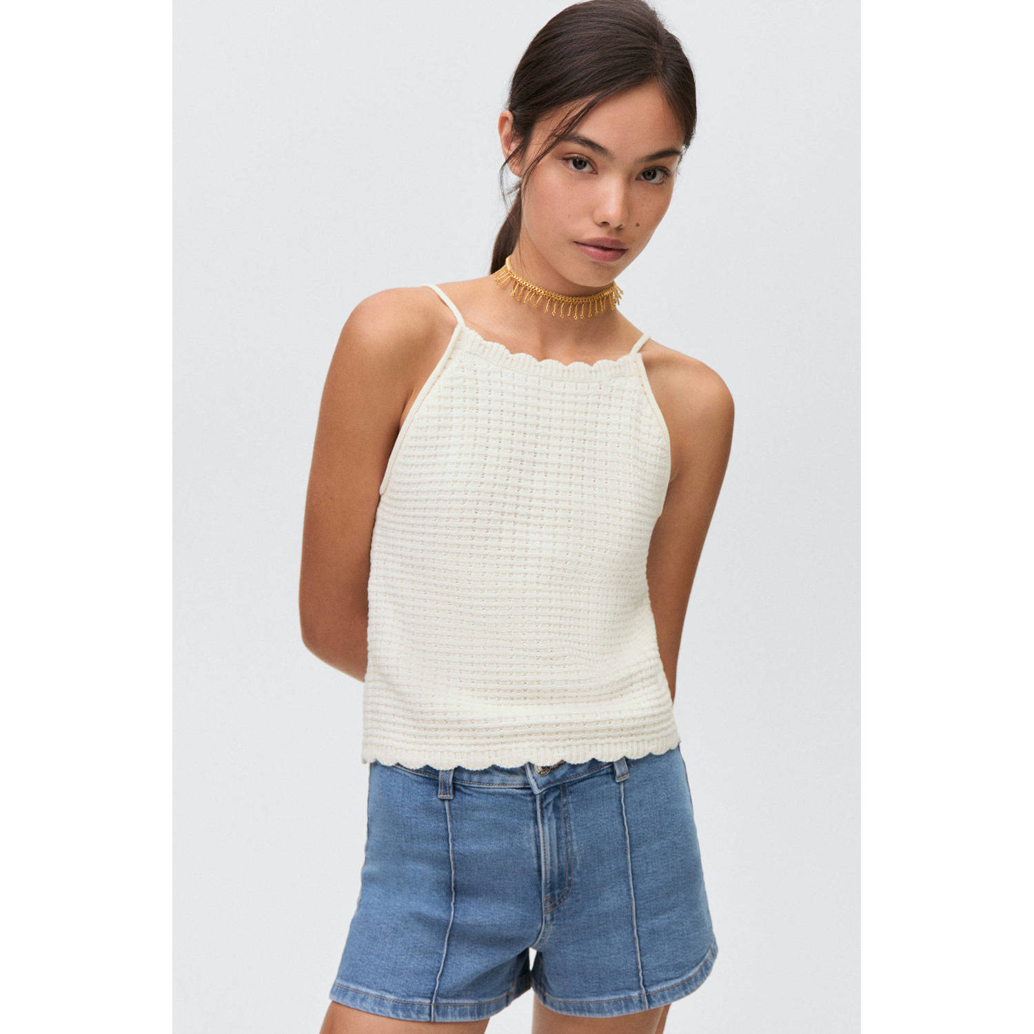 MANGO TEEN denim short medium blue denim