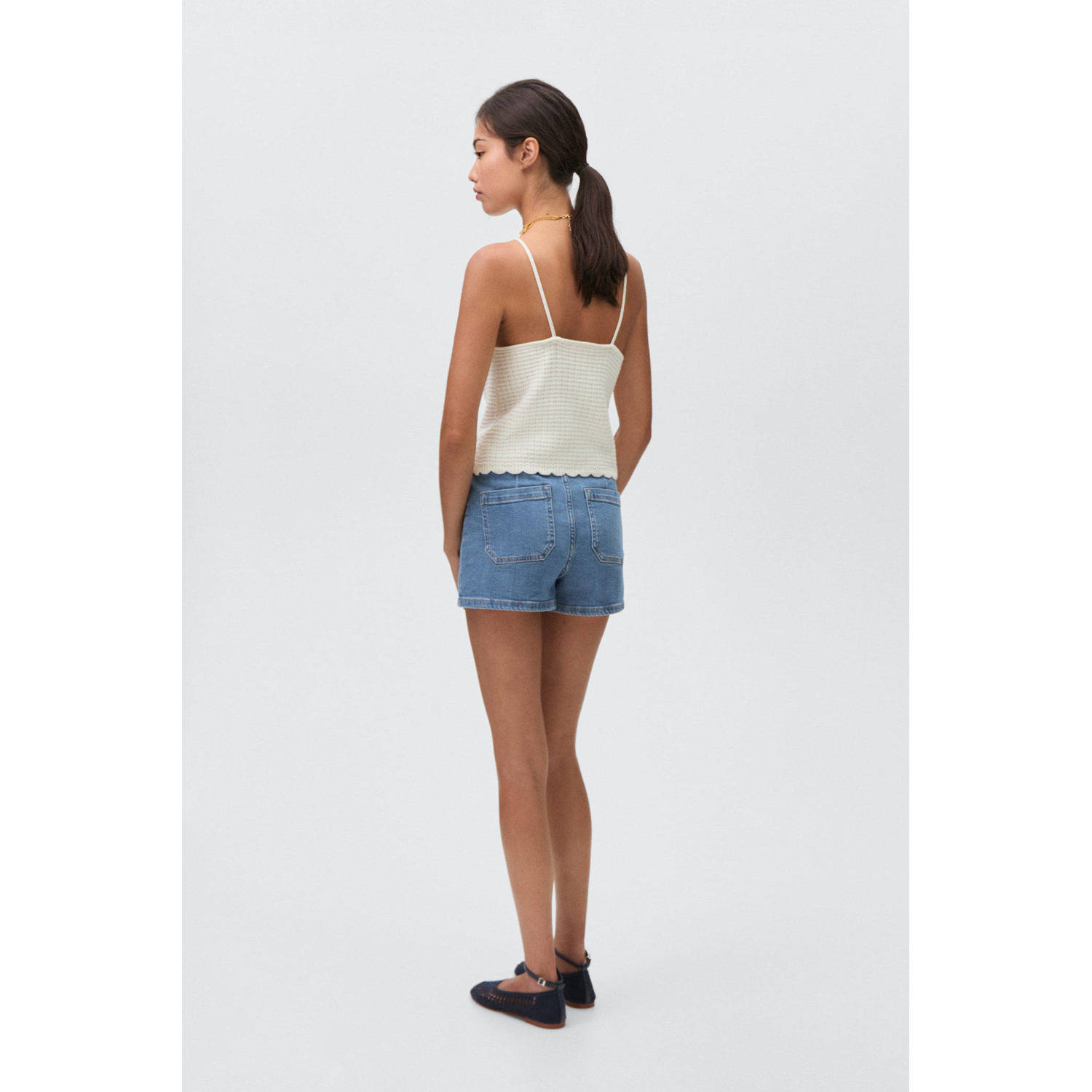 MANGO TEEN denim short medium blue denim