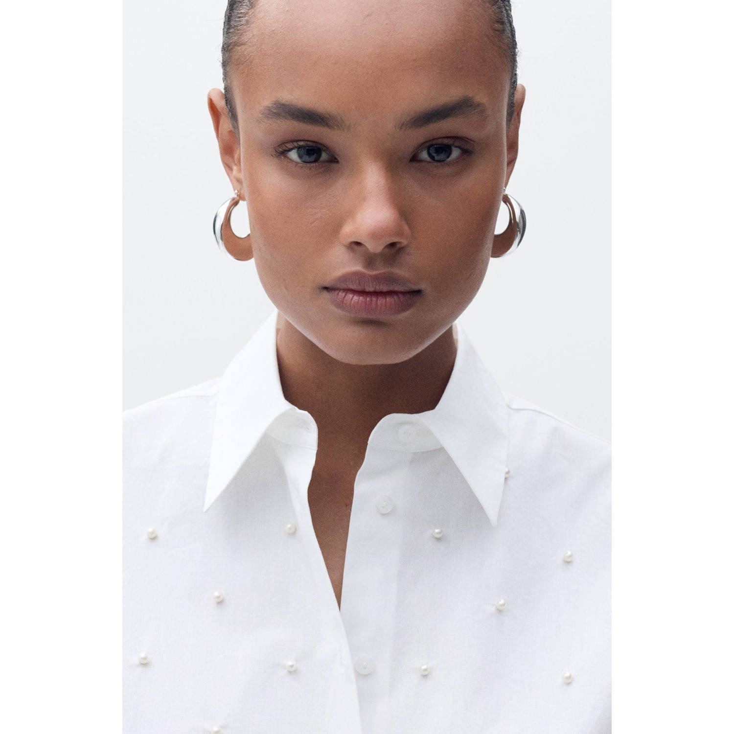 Mango blouse wit met parels