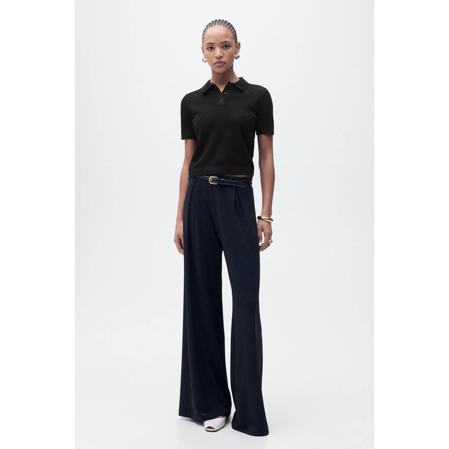 Mango top zwart gebreid