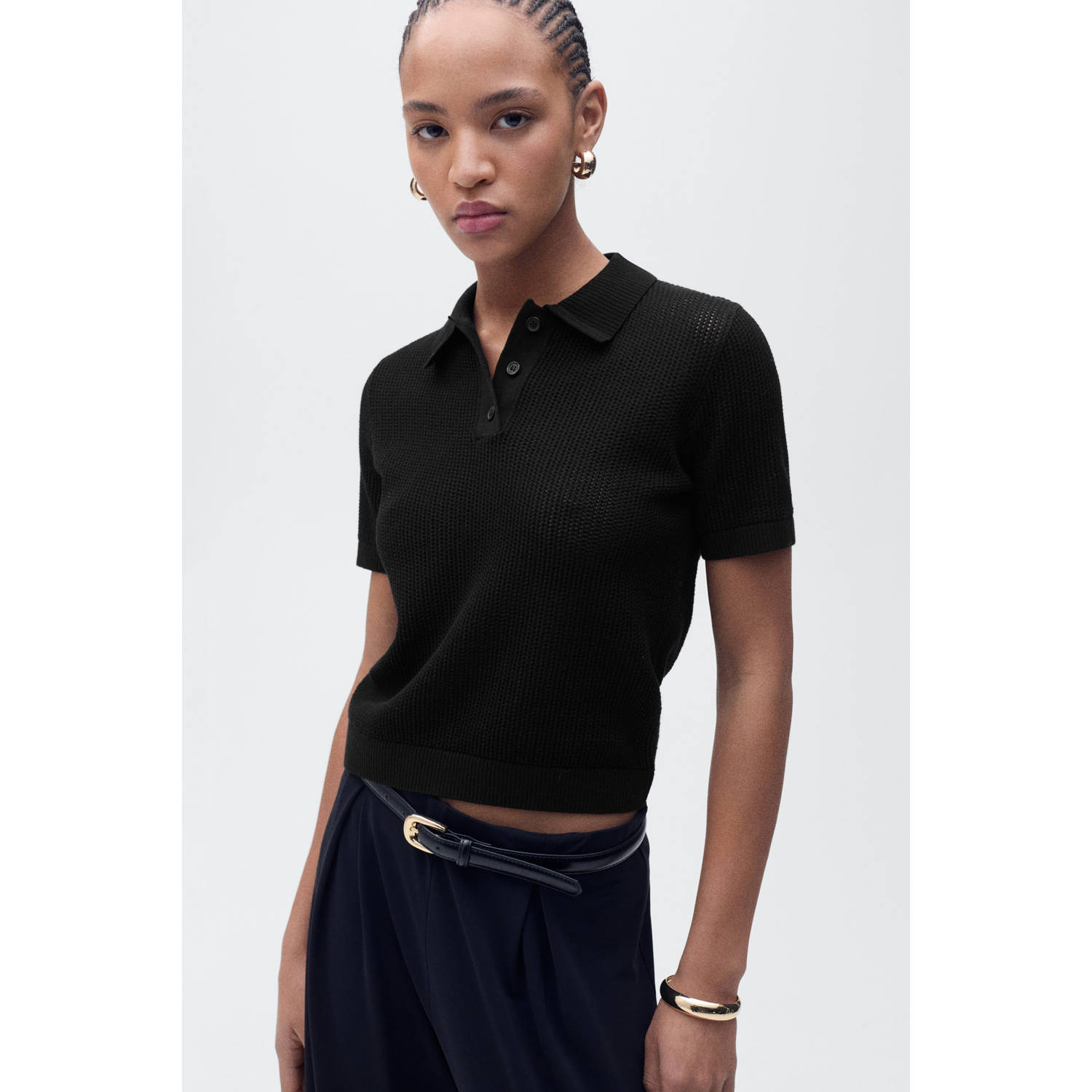Mango top zwart gebreid