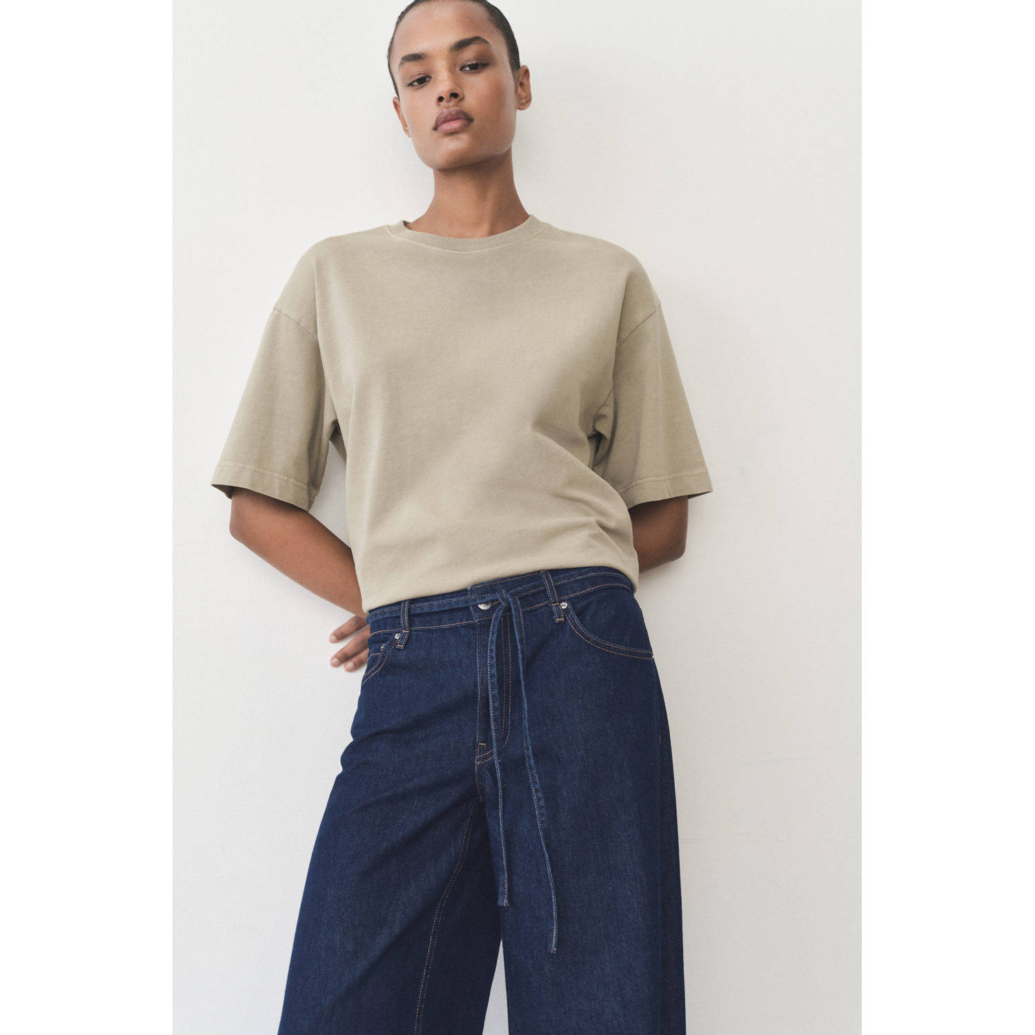 Mango wide leg jeans dark blue denim