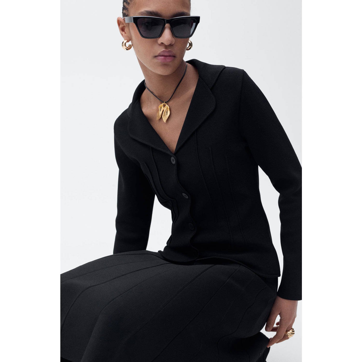 Mango gebreid vest zwart
