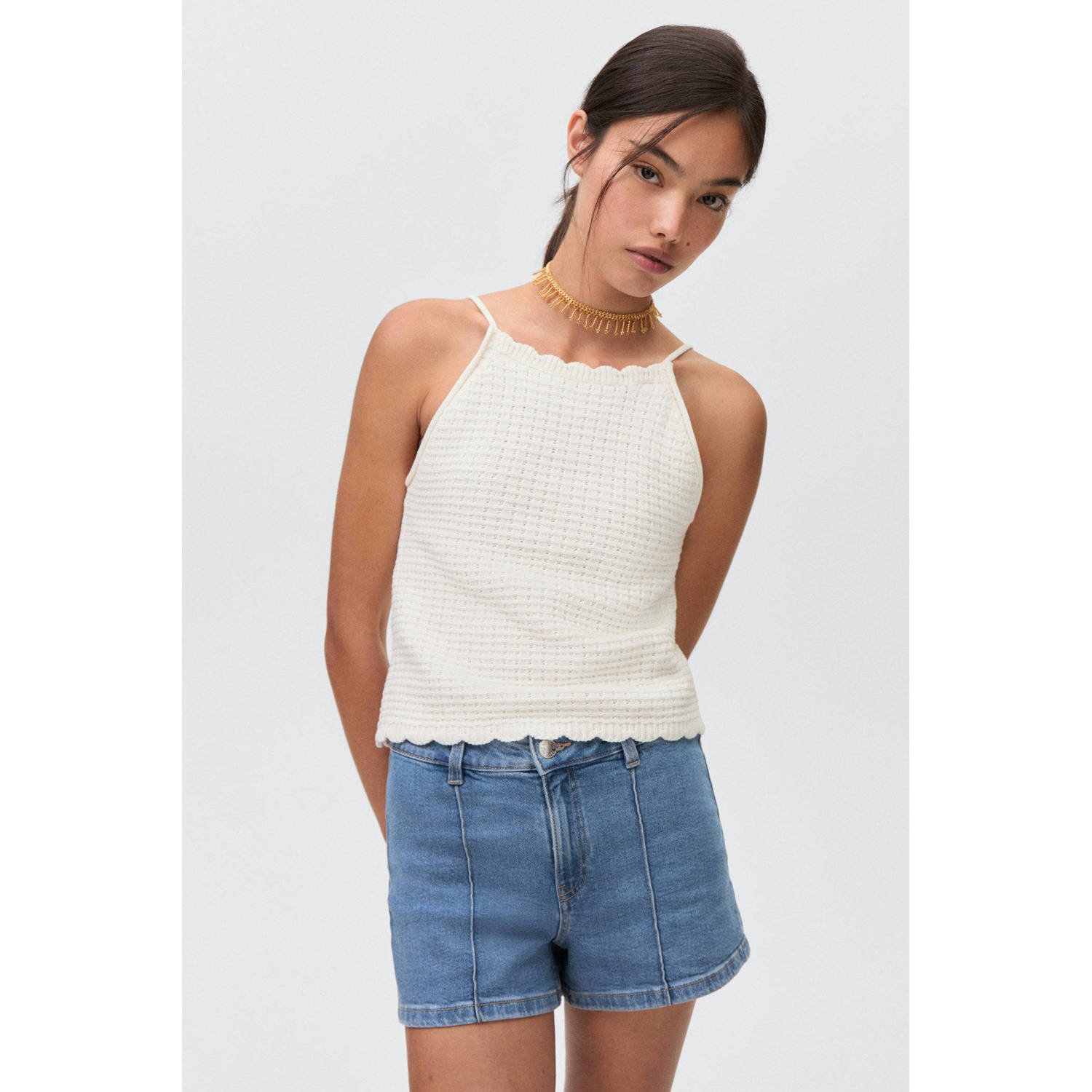 MANGO TEEN haltertop ecru