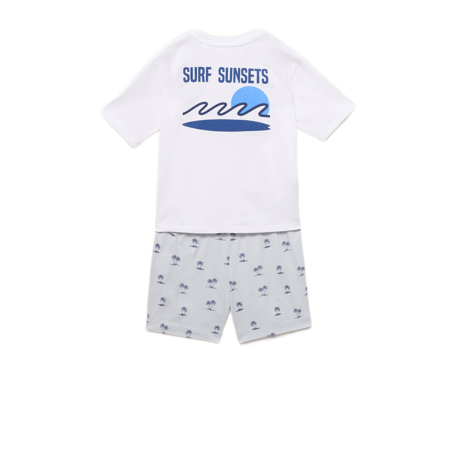 Mango Kids shortama wit lichtblauw