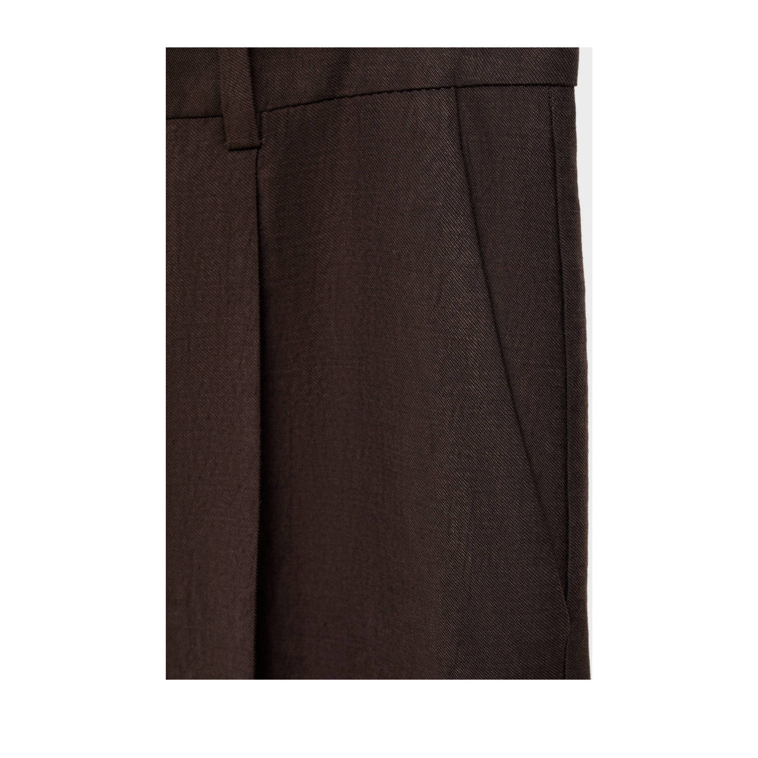 Mango wide leg regular waist broek bruin