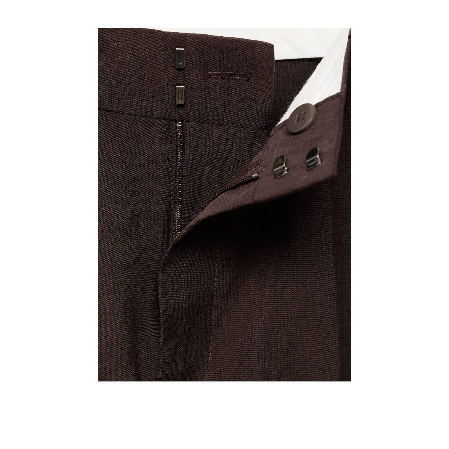 Mango wide leg regular waist broek bruin