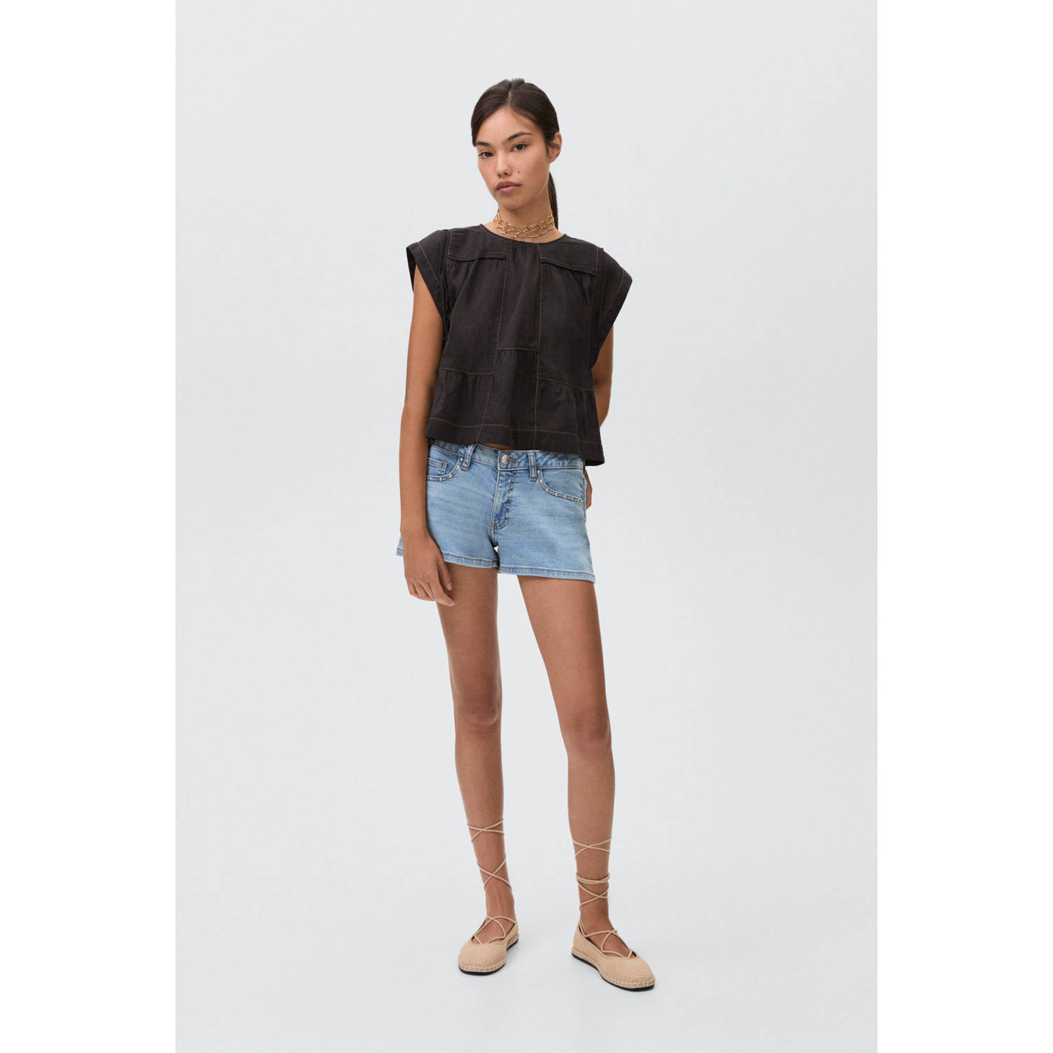 MANGO TEEN denim short medium blue denim