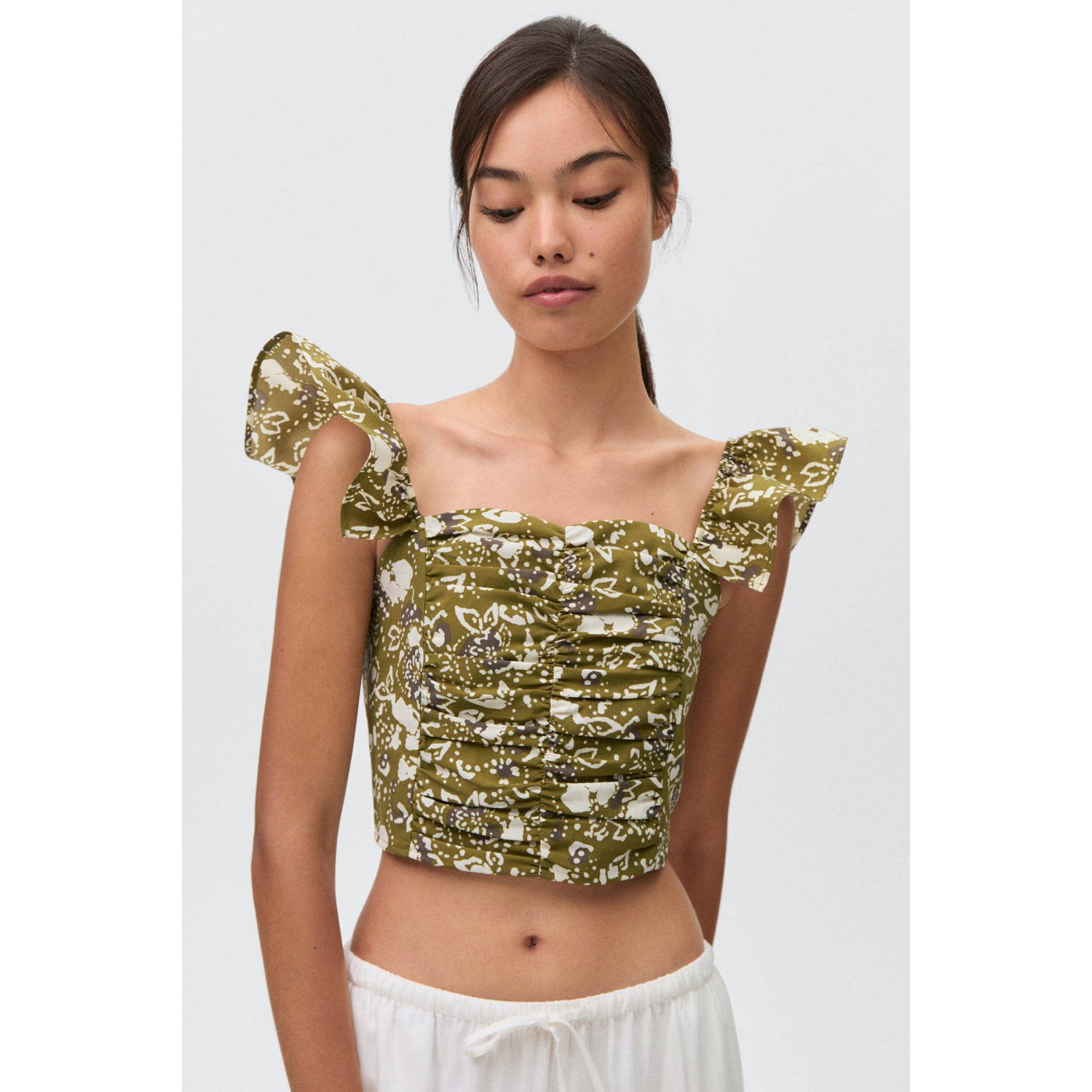 MANGO TEEN cropped top olijfgroen