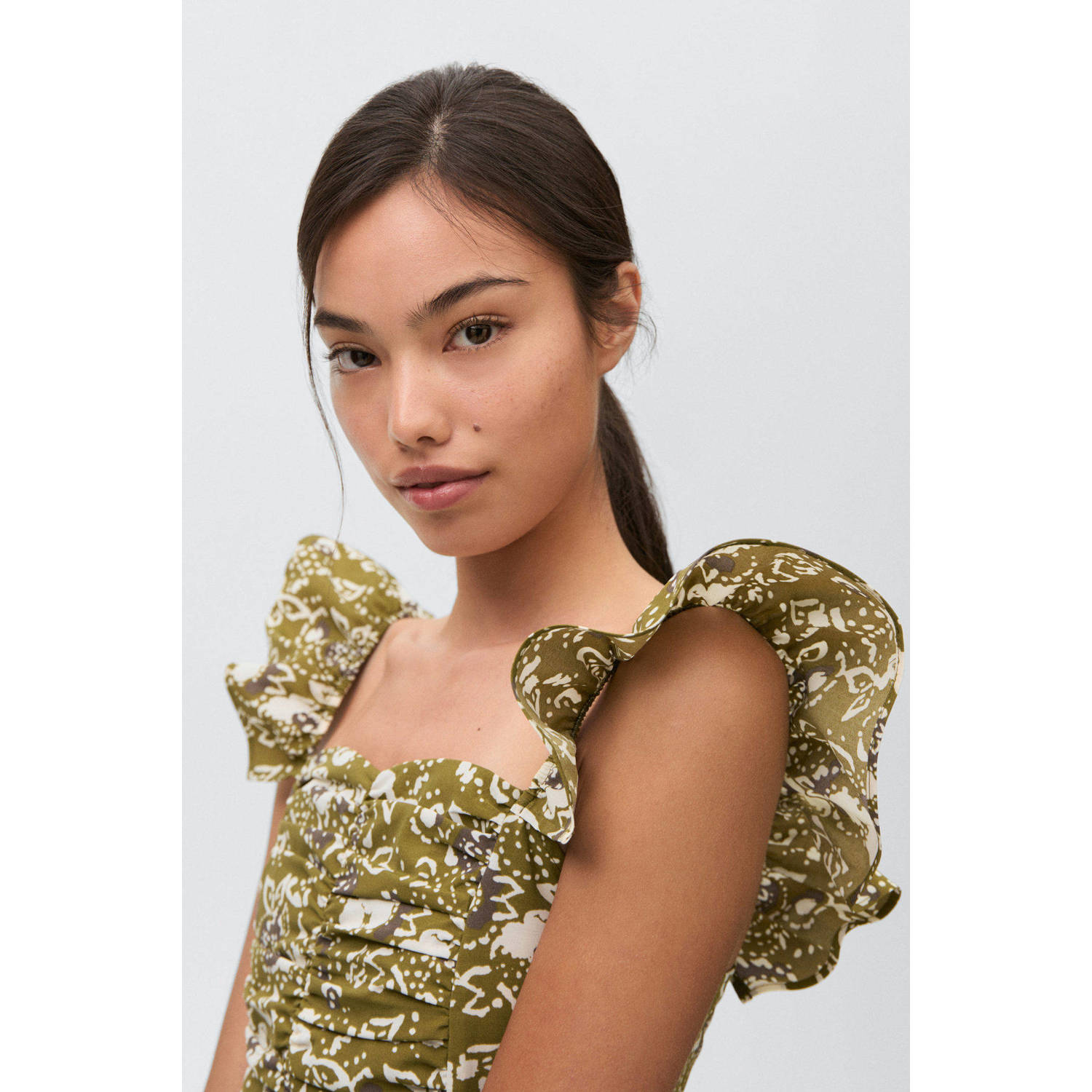 MANGO TEEN cropped top olijfgroen