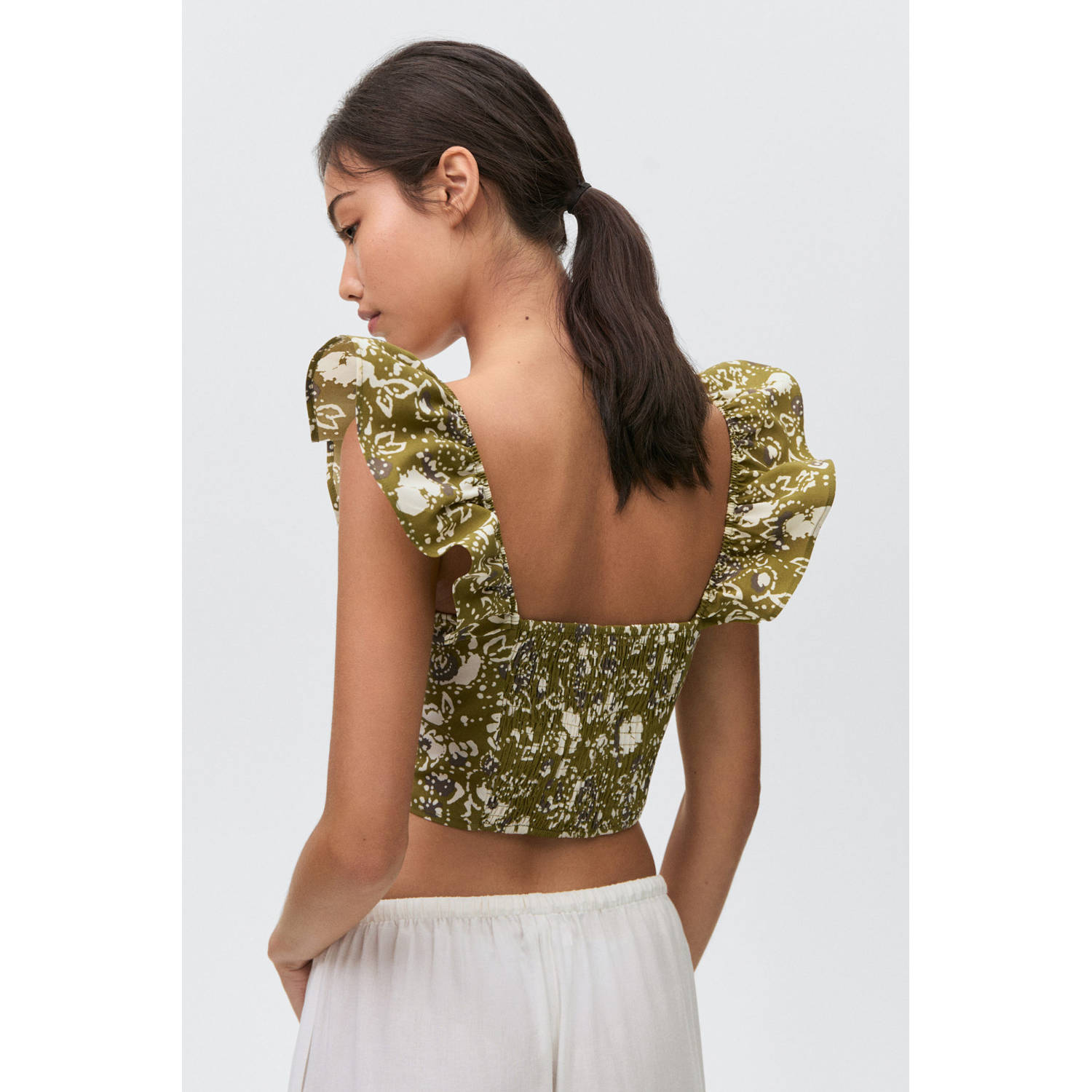 MANGO TEEN cropped top olijfgroen