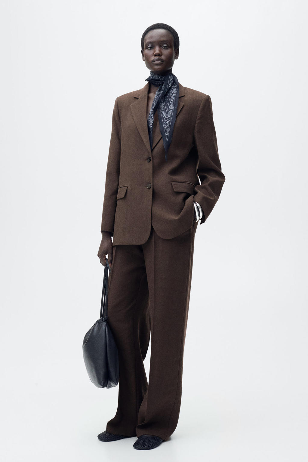 Bruine dames Mango regular blazer van lyocell met effen, lange mouwen, klassieke kraag en knoopsluiting