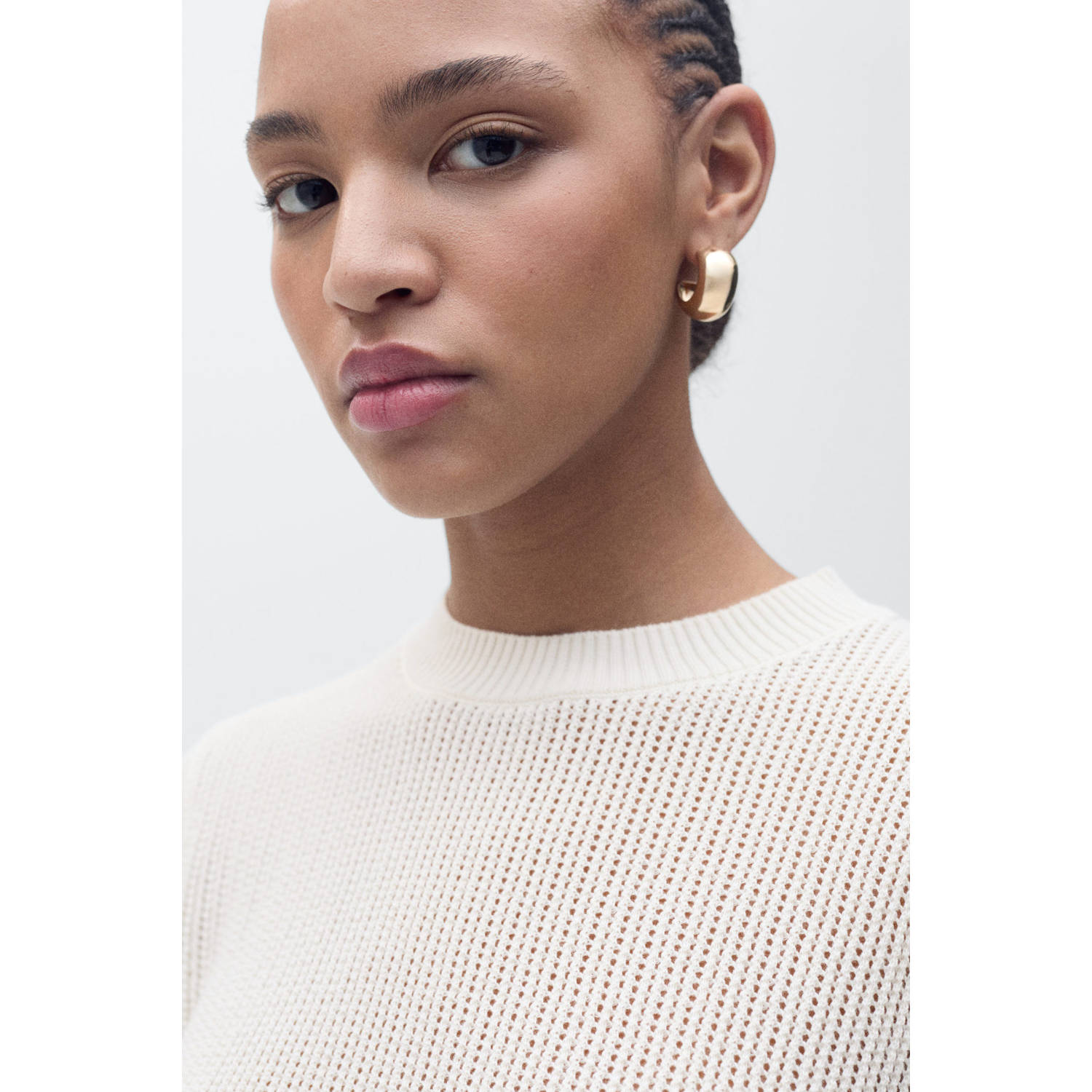 Mango top ecru gebreid