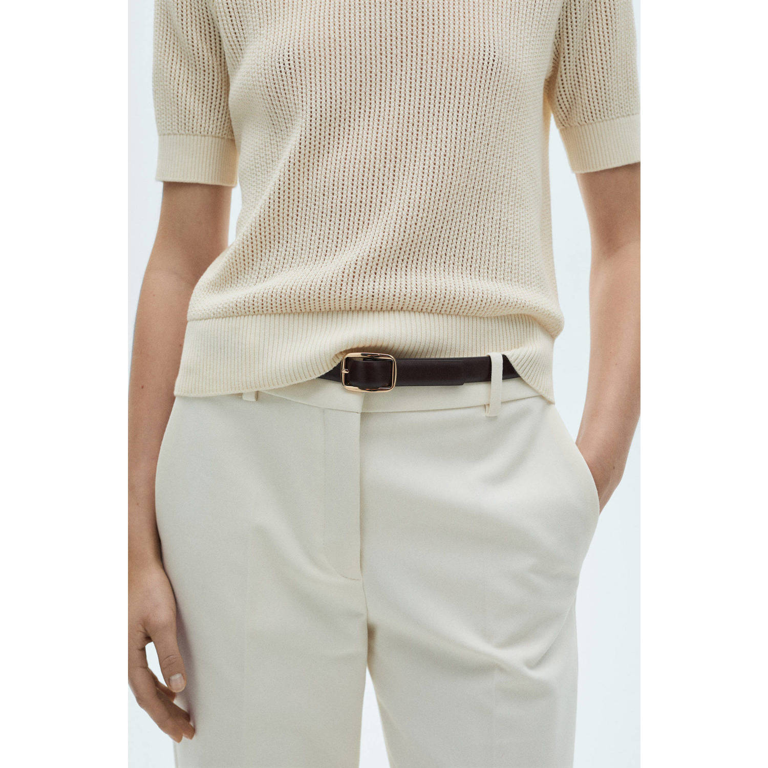 Mango top ecru gebreid